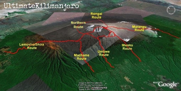 Kilimanjaro Route Map1