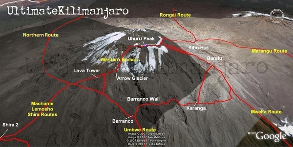 Kilimanjaro Summit Map